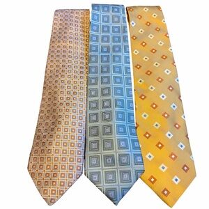 Trio of 100% Silk City of London Geometric Ties